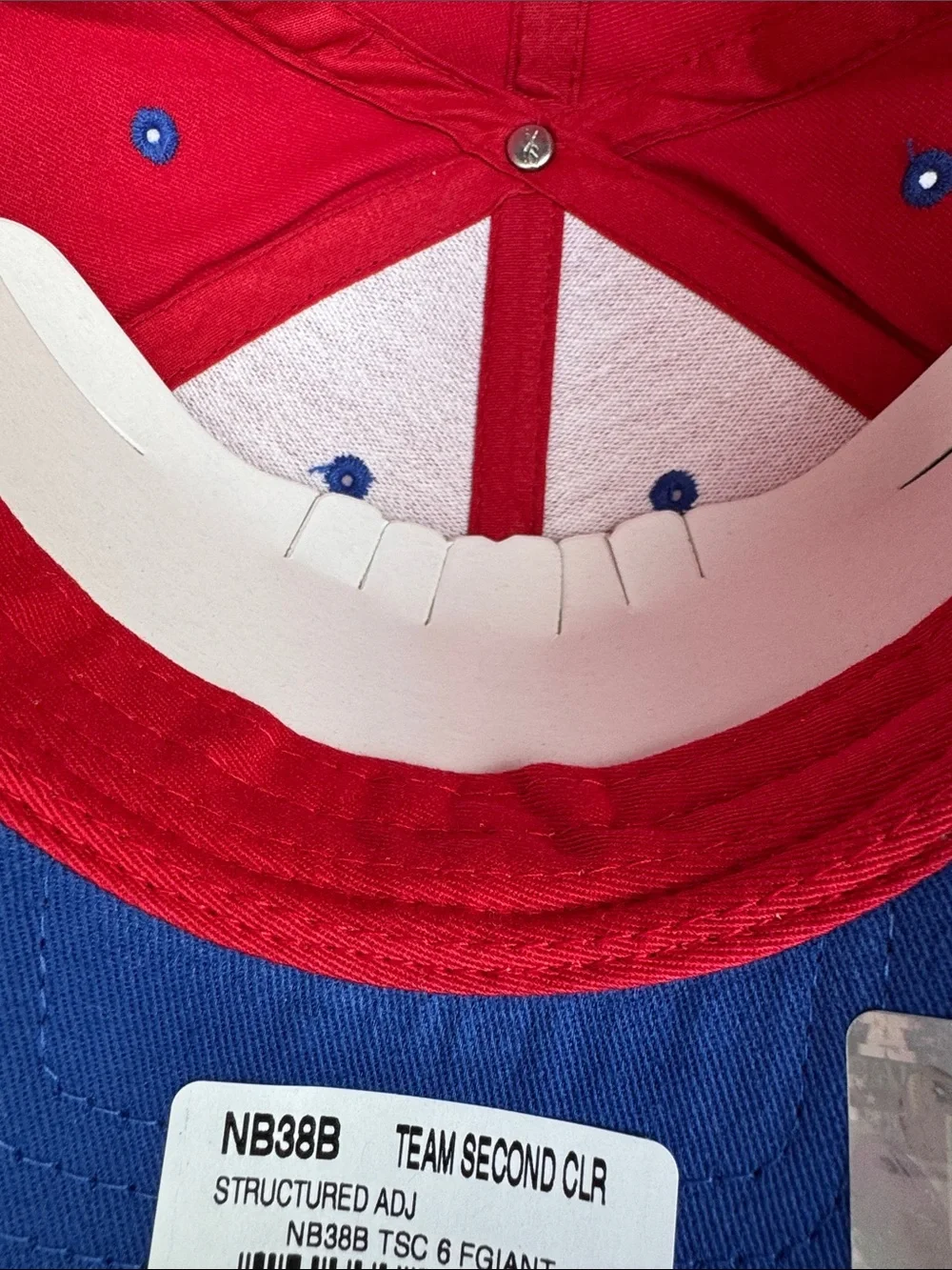Reebok Red NY Giants Youth Embroidered Baseball Cap with Blue & White Logo NWOT